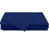 Drap plat luxueux pour lit king size 400 fils au pouce carré, 100 % coton égyptien, doux et respirant, à longues fibres, bleu marine, linge de lit de luxe de qualité supérieure