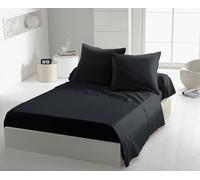 Drap Plat Noir 180x290 cm - Microfibre 82 g/m² Douce et Légère - Entretien Facile, Repassage Superflu - Idéal Lit 1 Personne