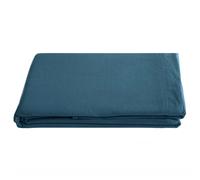 Drap plat PALACE pur coton lavé 240x290 cm uni bleu marine