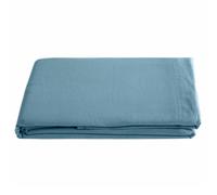 Drap plat PALACE pur coton lavé 240x290 cm uni bleu topaze
