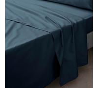 Douceur d'Intérieur – Drap plat 1 personne 180 x 290 cm – Percale 100% coton Bleu nuit