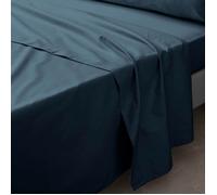 Douceur d'Intérieur – Drap plat 1 personne 180 x 290 cm – Percale 100% coton Bleu nuit