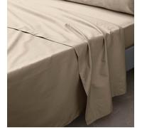 Douceur d'Intérieur Drap plat 1 personne 180x290 cm Percale 100% coton Sable