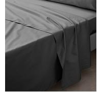 Douceur d'Intérieur Drap plat Percale 100% coton 2 personnes 240x300 cm Anthracite