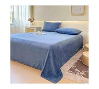 Drap Plat Polaire Flanelle 1 2 Personnes 160x230cm 240x250cm 240x270cm pour Lit 90-100cm 180cm 200cm Douce Et Chaude(Dark Blue,240x270cm+48x74cm x2)