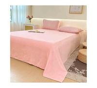 Drap Plat Polaire Flanelle 1 2 Personnes 160x230cm 240x250cm 240x270cm pour Lit 90-100cm 180cm 200cm Douce Et Chaude(Light Pink,240x270cm+48x74cm x2)