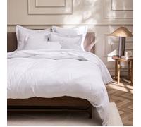 Drap Plat ""Prestige"" 100% Satin de coton Peigné avec fines rayures / 120 fils /cm² Coton Pur - 240x300