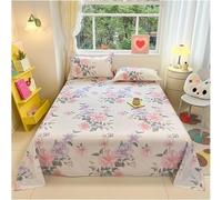 Drap plat vintage à motif floral - Drap en coton artistique premium doux, motif chic et romantique de fleurs sauvages et panda, drap plat uniquement pour femmes et filles, thème jardin décoratif pour