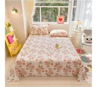 Drap plat vintage à motif floral - Drap en coton artistique premium doux, motif chic romantique de fleurs sauvages panda, drap plat seulement pour femmes et filles, literie décorative sur le thème du