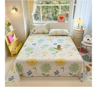Drap plat vintage à motif floral - Drap en coton artistique premium doux, motif chic romantique de fleurs sauvages panda, drap plat seulement pour femmes et filles, literie décorative thème jardin