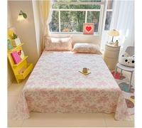 Drap plat vintage à motif floral - Drap en coton artistique premium doux, motif chic romantique de fleurs sauvages panda, drap plat uniquement pour femmes et filles, thème jardin literie décorative