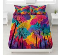 Drap Rêve Arbres Éclatant Vivant 360° Élastique Intégral Drap-Housse, Bonnet 30 cm, Lavable en Machine, Drap de lit Doux & Respirant 90 x 190 cm + Taie d’Oreiller à Zip