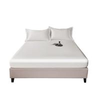 Drap Satin Drap-Housse en Soie glacée Lavable Machine, Couleur Unie, Housse de Protection Matelas fraîche, Une Seule pièce, sans taie d'oreiller(Color 14,2pcs Pillowcase)