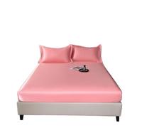 Drap Satin Drap-Housse en Soie glacée Lavable Machine, Couleur Unie, Housse de Protection Matelas fraîche, Une Seule pièce, sans taie d'oreiller(Color 3,150x200cm 1pcs)