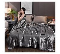 Drap Satin Lavable Glace Soie été Couleur Unie Super Doux antidérapant Jacquard Couvre-lit matelassé for Adulte Enfant Respirant Couchage Couvre-lit(Grey,180x220cm)