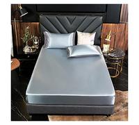 Drap Satin Sensation De Froid Glace Soie Drap De Lit Ensemble De Literie avec Taie d'oreiller Drap De Lit Simple Pleine Reine King Size Couette Couvre Literie(Light Grey,150x200cm 3pcs)