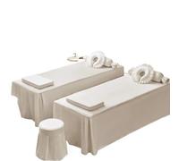 Drap Table Massage 1 jupe de lit solide for salon beauté, couvre-lit antidérapant for table massage et spa, doux for la peau avec trou(Beige,185x70CM)