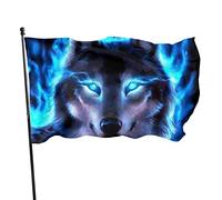 Drapeau 0,9 x 1,5 m Bannière décorative d'extérieur Cool The Wolf Couleur vive Premium Polyester Yard Drapeau Festival saisonnier Drôle Grand jardin, mai
