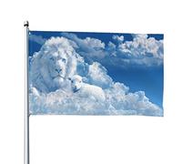 Drapeau 0,9 x 1,5 m Bannière décorative d'extérieur Grand Agneau avec un lion sur les nuages Drapeau amusant Couleur vive en de fe