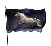 Drapeau 0,9 x 1,5 m Bannière décorative d'extérieur Grand Blanc Cheval au galop Impression Couleur vive en de festiv