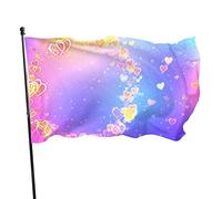 Drapeau 0,9 x 1,5 m Bannière décorative d'extérieur Grand Coeurs d'amour coloré Couleur vive en polyester pour décora