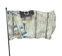 Drapeau 0,9 x 1,5 m Bannière décorative d'extérieur Grand Coquillages et étoiles de mer Drapeau amusant Couleur vive en polyester p