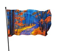 Drapeau 0,9 x 1,5 m Bannière décorative d'extérieur Grand Forêt avec chemin Couleur vive en polyester pour décorati