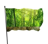 Drapeau 0,9 x 1,5 m Bannière décorative d'extérieur Grand Forêt de bambous Drapeau amusant du matin Couleur vive en polyester pou