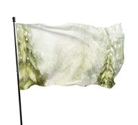 Drapeau 0,9 x 1,5 m Bannière décorative d'extérieur Grand Forêt de pins enneigés Drapeau amusant Couleur vive en polyester pour déc