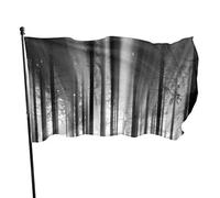 Drapeau 0,9 x 1,5 m Bannière décorative d'extérieur Grand Forêt d'épicéa brumeux Couleur vive en polyester pour décor
