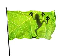Drapeau 0,9 x 1,5 m Bannière décorative d'extérieur Grand Grenouille Feuilles vertes Drapeau amusant Couleur vive en polyester pour