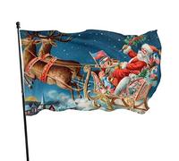 Drapeau 0,9 x 1,5 m Bannière décorative d'extérieur Grand Joyeux Noël Renne Couleur vive en polyester pour