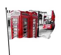 Drapeau 0,9 x 1,5 m Bannière décorative d'extérieur Grand Le paysage de la cabine téléphonique Drapeau amusant Couleur vive en sai