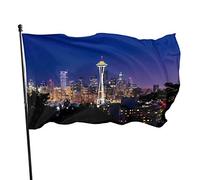 Drapeau 0,9 x 1,5 m Bannière décorative d'extérieur Grand Les scènes nocturnes de la belle ville Drapeau amusant Couleur vive en s