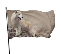 Drapeau 0,9 x 1,5 m Bannière décorative d'extérieur Grand Loup blanc Drapeau amusant Couleur vive en polyester pour décoration d'