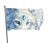 Drapeau 0,9 x 1,5 m Bannière décorative d'extérieur Grand Loup blanc froid Drapeau amusant Couleur vive en polyester pour décorat