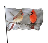 Drapeau 0,9 x 1,5 m Bannière décorative d'extérieur Grand Oiseaux cardinaux sur un arbre Drapeau amusant Couleur vive en polyester