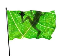 Drapeau 0,9 x 1,5 m Bannière décorative d'extérieur Grand Ombre de grenouille sur la feuille Drapeau amusant Couleur vive en saiso