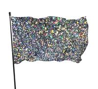 Drapeau 0,9 x 1,5 m Bannière décorative d'extérieur Grand Paillettes argentées Arc-en-ciel Étincelle Drapeau amusant Couleur vive en polyester Drape