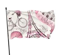 Drapeau 0,9 x 1,5 m Bannière décorative d'extérieur Grand Paris Tour Eiffel France Drapeau amusant Couleur vive en polyester pour d
