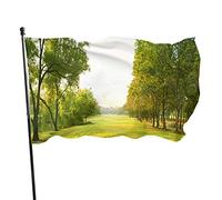 Drapeau 0,9 x 1,5 m Bannière décorative d'extérieur Grand Paysage de la forêt de la colline de la vallée Drapeau amusant Couleur vive en polyester D