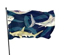 Drapeau 0,9 x 1,5 m Bannière décorative d'extérieur Grand Requin Baleine Vie marine Drapeau amusant Couleur vive en polyester pour