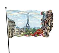 Drapeau 0,9 x 1,5 m Bannière décorative d'extérieur Grand Rue de la ville de Paris Drapeau amusant Couleur vive en polyester pour d