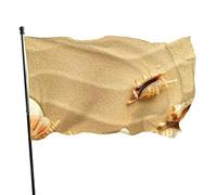 Drapeau 0,9 x 1,5 m Bannière décorative d'extérieur Grand Sable Coquillages Étoile de mer Couleur vive en polyester p