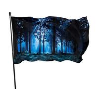 Drapeau 0,9 x 1,5 m Bannière décorative d'extérieur Grand Scène de nuit de la forêt d'automne Drapeau amusant Couleur vive en sais