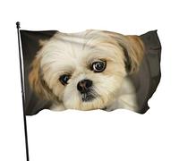Drapeau 0,9 x 1,5 m Bannière décorative d'extérieur Grand Shih Tzu Petit chien Couleur vive en polyester pour décorat