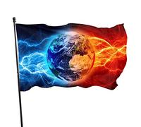 Drapeau 0,9 x 1,5 m Bannière décorative d'extérieur Grand Terre Feu et eau Drapeau amusant Couleur vive en polyester pour décoratio