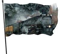 Drapeau 0,9 x 1,5 m Bannière décorative d'extérieur Grand Train à vapeur et forêt de chemin de fer Drapeau amusant Couleur vive en