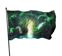 Drapeau 0,9 x 1,5 m Bannière décorative d'extérieur Grand Tropical Lake Rain Forest Couleur vive en polyester pour dé