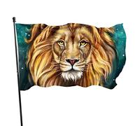 Drapeau 0,9 x 1,5 m Bannière décorative d'extérieur Grand Univers Galaxie Lion Drapeau amusant Couleur vive en polyester pour décor
